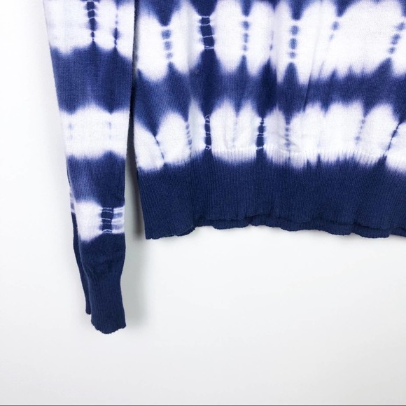 Aqua Tie Dye Long Sleeve Hoodie Blue White Medium - Picture 3 of 9